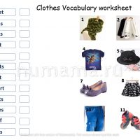 Worksheet clothes