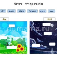 Nature vocabulary writing practice day night