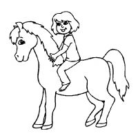 Раскраска девочка на лошади